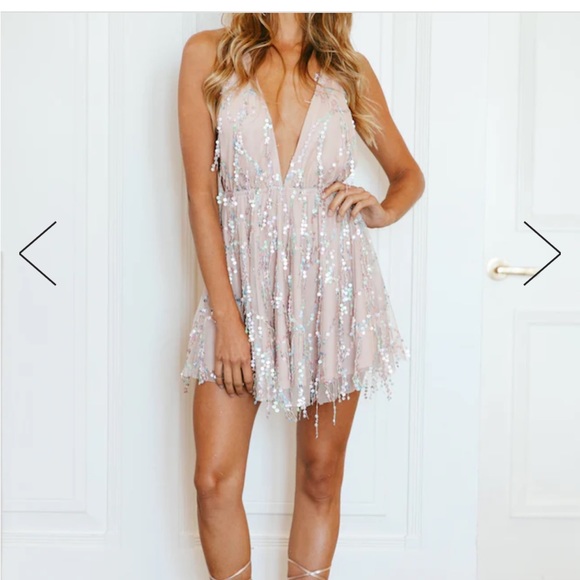 LIKE NEW, Hello Molly Try Your Luck Pink Multi-Color Sequin Mini Dress Size 10 - Picture 3 of 8